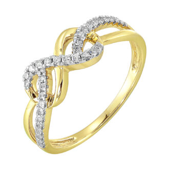 Infinity Twist Fashion Ring with .16ctw Round Diamonds in 10k Yellow Gold
