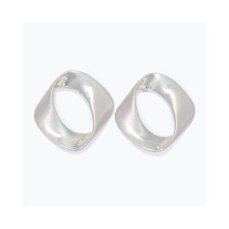 Satin Finish Silver Open Square Post Earrings