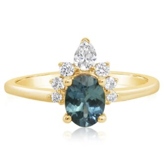 Fashion Ring with .47ctw Round and Oval Montana Sapphires in 14k Yellow Gold