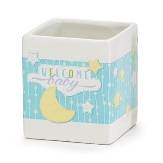 Welcome Baby Boy Blue Planter with Stars & Moon