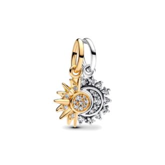 Pandora Splittable Sun and Moon Dangle Charm in Silver & Two-Tone