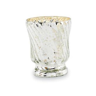 Silver Lines Mercury Votive Holder with Tea Light Candle