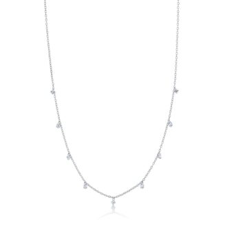 1ctw Lab Grown Diamond Station Necklace in 14k White Gold