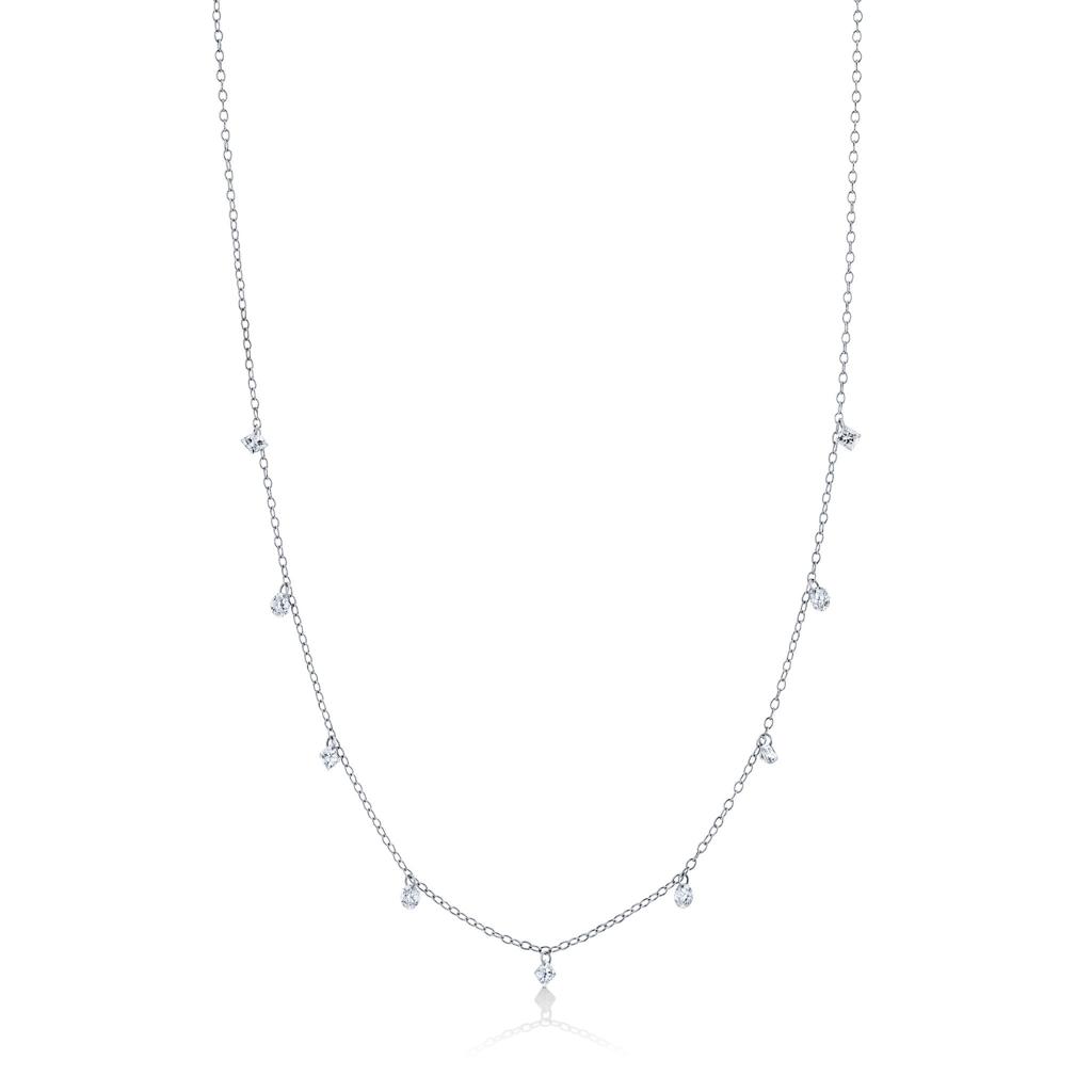 1ctw Lab Grown Diamond Station Necklace in 14k White Gold