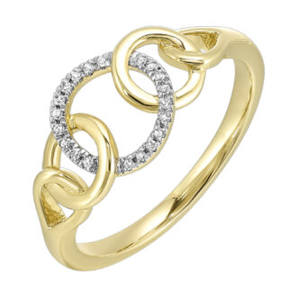 Triple Link Fashion Ring with .05ctw Round Diamonds in 10k Yellow Gold