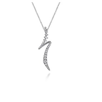 Gabriel & Co Bypass Drop Necklace with .76ctw Round Diamonds in 14k White Gold