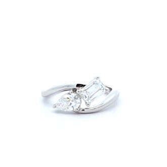 Bypass Fashion Ring with 1.25ctw Lab-Grown Diamonds in 14k White Gold