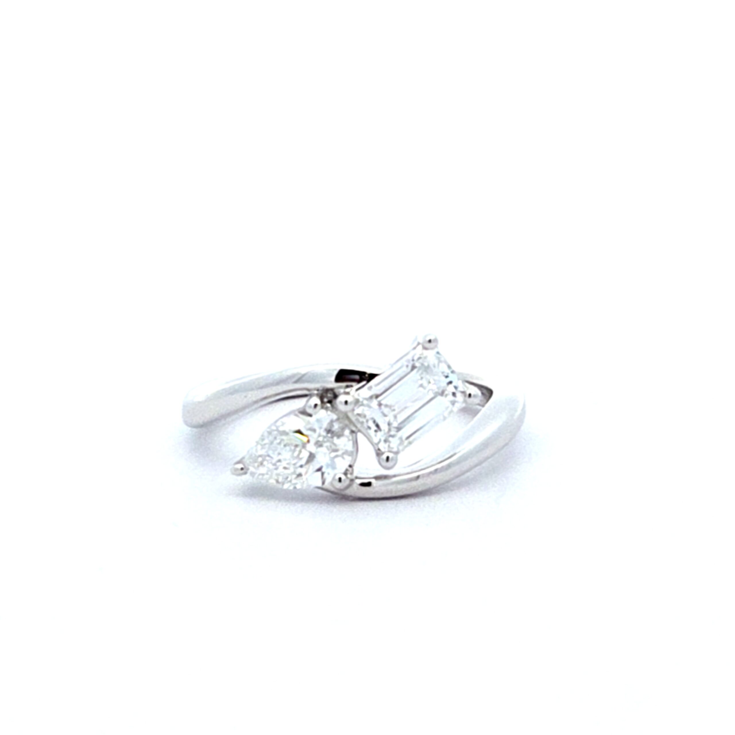 Bypass Fashion Ring with 1.25ctw Lab-Grown Diamonds in 14k White Gold