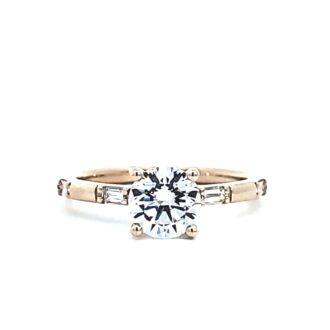 14k Yellow Gold Semi Mount Engagement Ring with .10ctw CZ and Side Stones