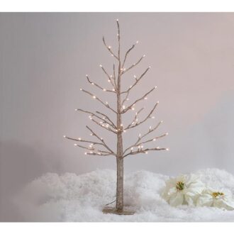 35" Champagne Glitter Tree with Twinkling White Lights