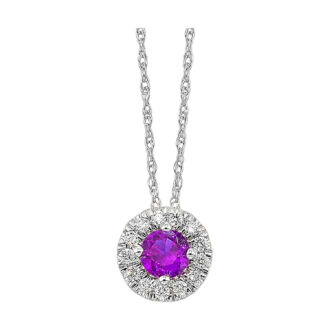 Amour Halo Drop Necklace with .10ctw Round Diamonds in 10k White Gold