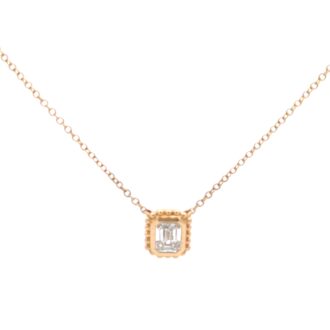 Beaded Drop Necklace with .38ctw Round Lab Grown Diamonds in 14k Yellow Gold