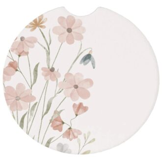 Ceramic Car Coaster - Watercolor Flowers