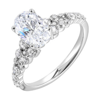 Semi Mount Engagement Ring with .50ctw Round Diamonds and CZ Center in 14k White Gold
