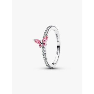 Pandora Sterling Silver Butterfly Pink & Clear CZ Ring