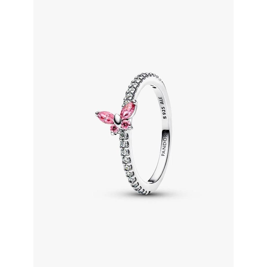 Pandora Sterling Silver Butterfly Pink & Clear CZ Ring