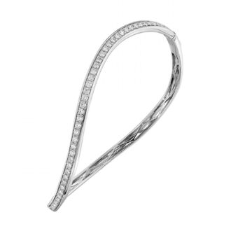 Twist Bangle Bracelet with .75ctw Round Diamonds in 14k White Gold