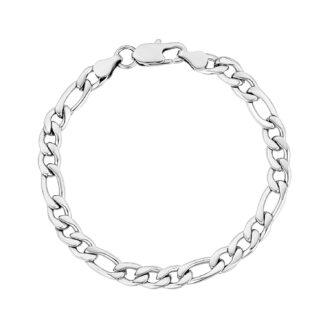 Stainless Steel and Black Titanium 9" Figaro Bracelet