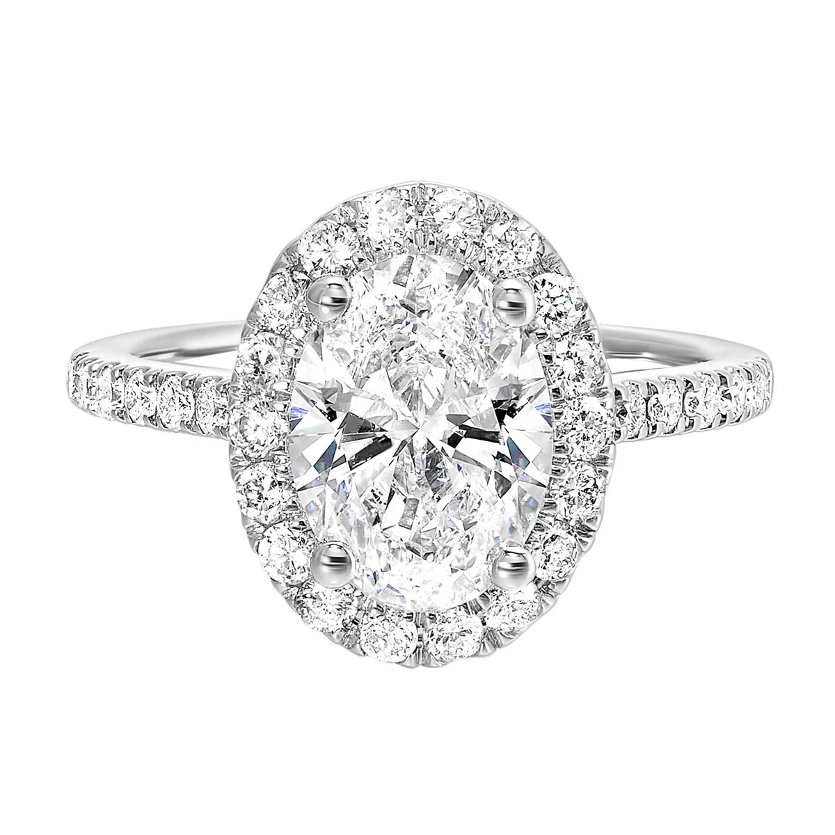 Oval Halo Engagement Ring with 1.04ctw Lab Grown Diamonds in 14k White Gold