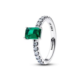 Pandora Royal Green Crystal & Clear CZ Ring Size 54