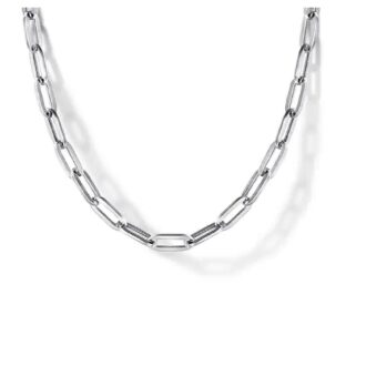 Gabriel Solid Paperclip Chain in Sterling Silver, 24" Length