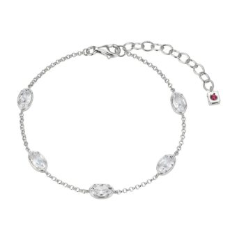 Elle Sterling Silver Oval CZ Station Bracelet