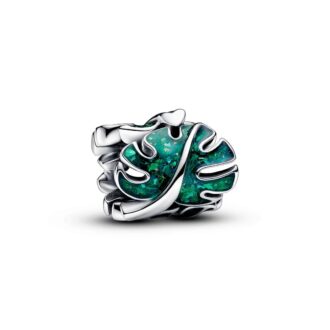 Pandora Monstera Leaf Glitter Green Enamel Charm
