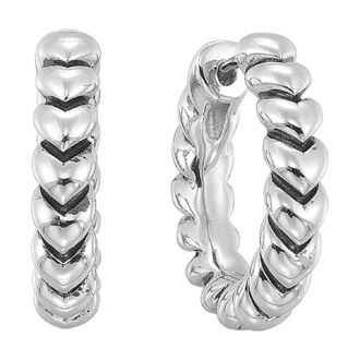 Overlap Heart Huggie Hoop Earrings in Sterling Silver