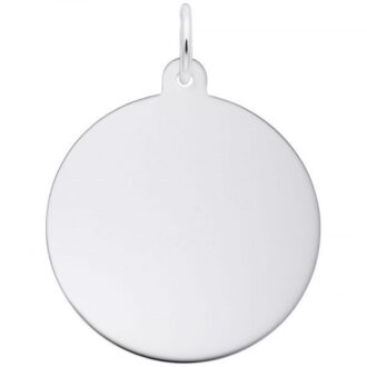 Sterling Silver Round Engravable Disc Charm with Chain