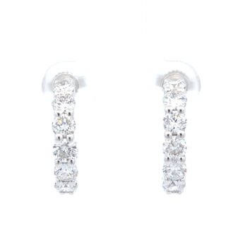 Inside Out Half Hoop Earrings with 3.10ctw Round Diamonds in 14k White Gold