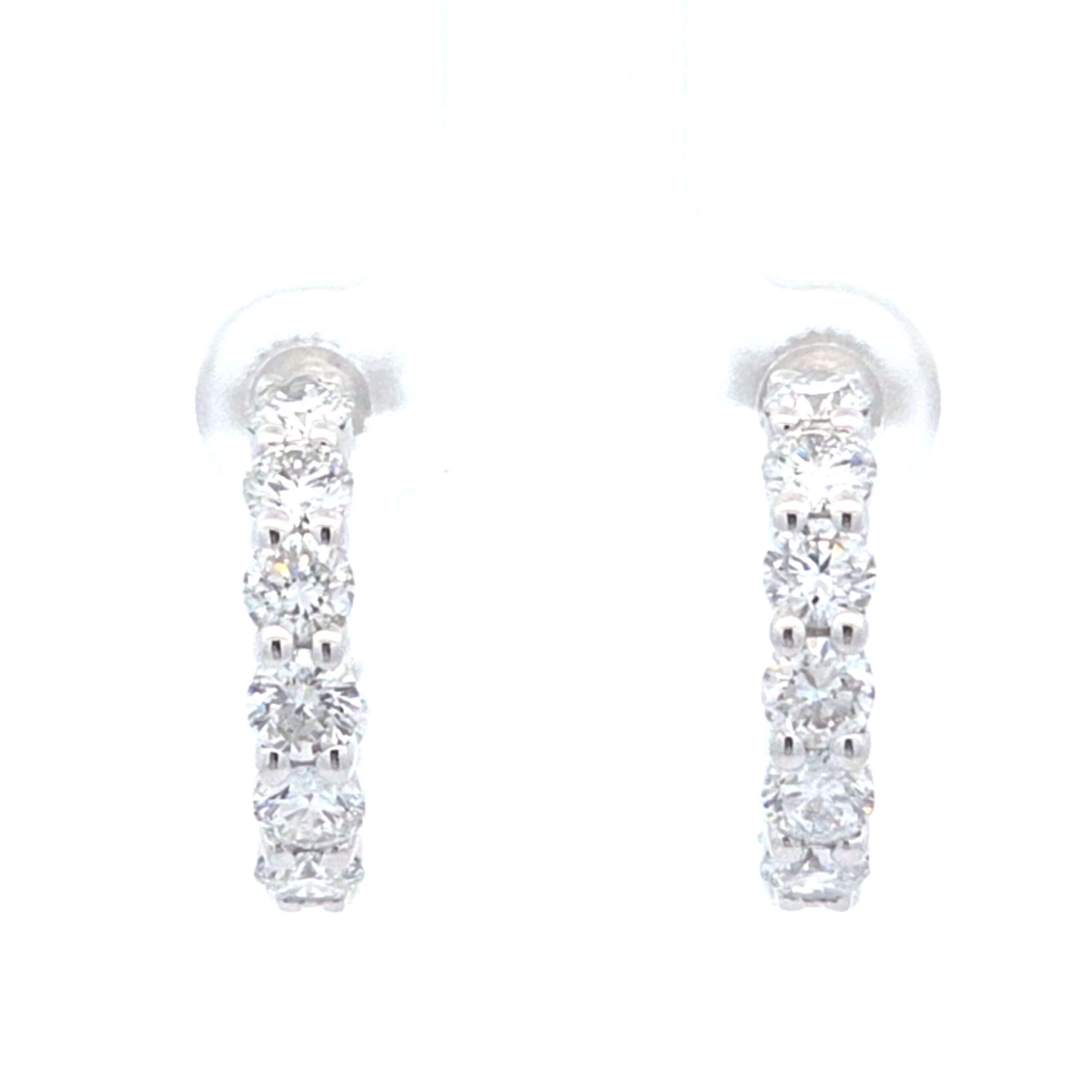 Inside Out Half Hoop Earrings with 3.10ctw Round Diamonds in 14k White Gold