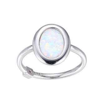 Mirage Sterling Silver 10x7mm Opal Ring, Size 6