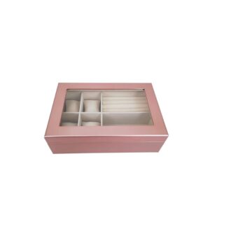 Rose Gold Kylie Glass-Top Jewelry Box