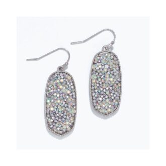 Silver Druzy Crystal Dangle Earrings