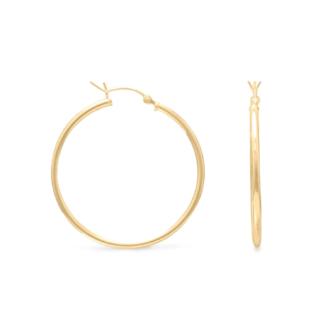 14k Gold-Plated Round Hoop Earrings 35mm