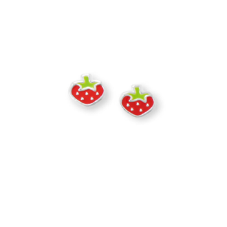 Red Enamel Strawberry Stud Earrings