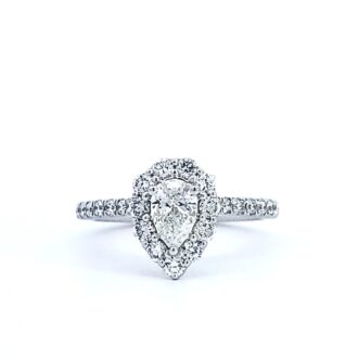 Pear Halo Engagement Ring with 1.03ctw Lab Grown Diamonds in 14k White Gold