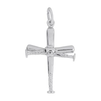 Sterling Silver Baseball Bat with Cross Charm by Rembrandt