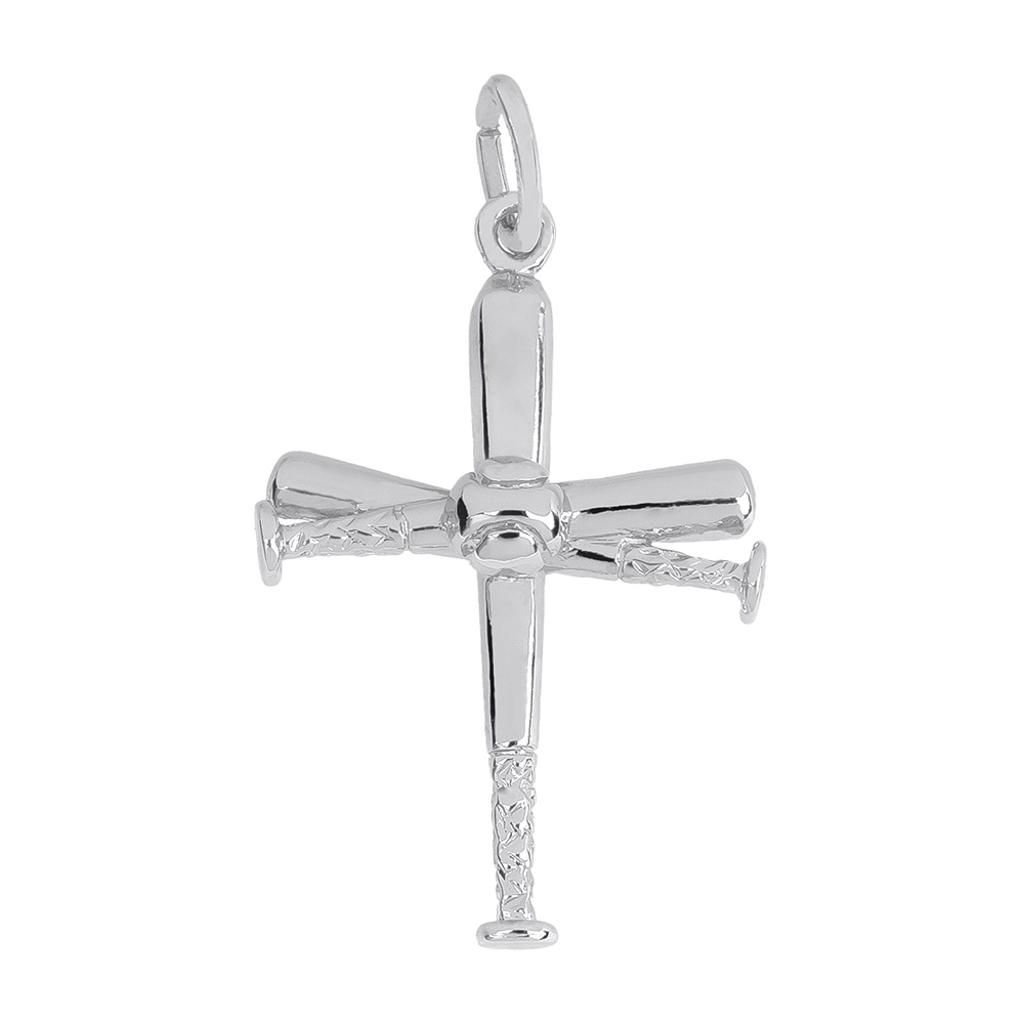 Sterling Silver Baseball Bat with Cross Charm by Rembrandt