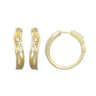 Between Matte Gold-Plated Cubic Zirconia Hoop Earrings