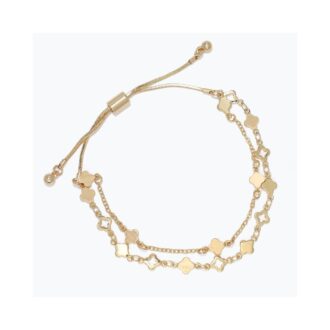 Yellow Double Strand Clover Station Bolo Bracelet