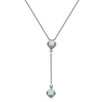 Sterling Silver Created Opal Lariat Necklace