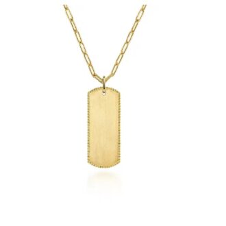 Bujukan Dog Tag ID Necklace in 14k Yellow Gold with 32" Chain
