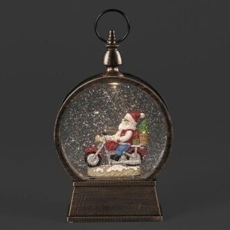9-Inch Lighted Swirl Santa on Motorcycle Lantern