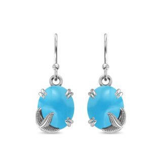 Larimar Starfish Dangle Earrings in Sterling Silver 9x11mm