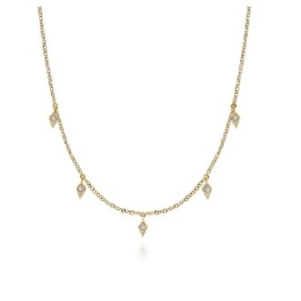 Gabriel & Co Kite Station Droplet Necklace with .05ctw Diamonds in 14k Yellow Gold