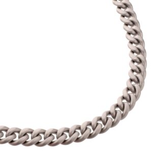 Inox 22-Inch Titanium Flat Clasp Miami Cuban Chain Necklace