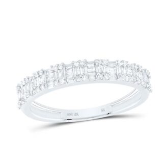 0.33CTW Diamond Stackable Ring with Pattern in 10K White Gold