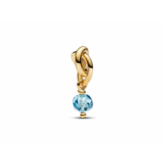 Pandora 14K Gold Plated Aqua Blue Crystal Dangle Charm