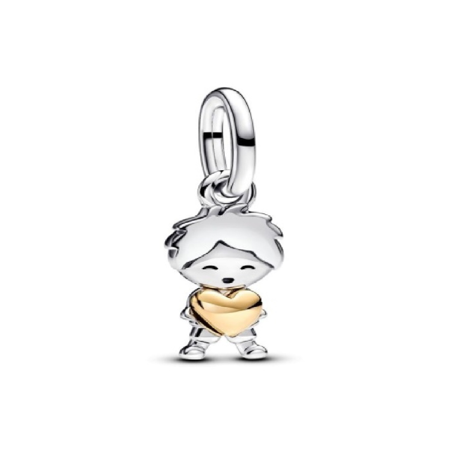 Boy with Heart Dangle Charm in Silver and Two-Tone